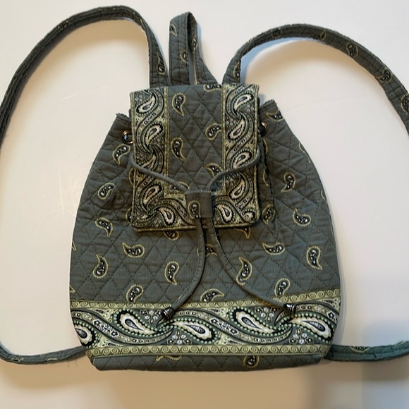 Olive Green/White Paisley Quilted Vera
Bradley Inspired Backpack - Picture 14 of 16